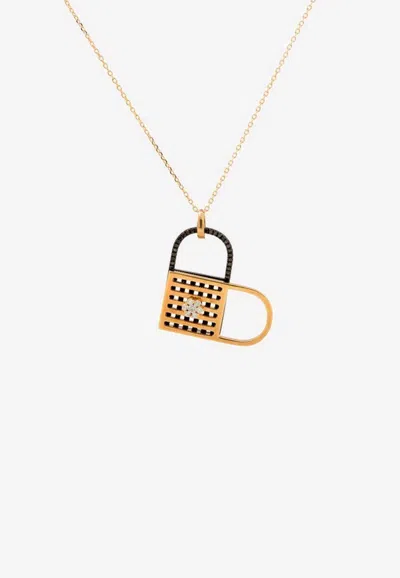 Djihan Unlock My Heart Diamond Necklace In 18-karat Rose Gold In Rose Gold
