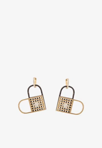 Djihan Unlock My Heart Diamond Earrings In 18-karat Rose Gold In Rose Gold