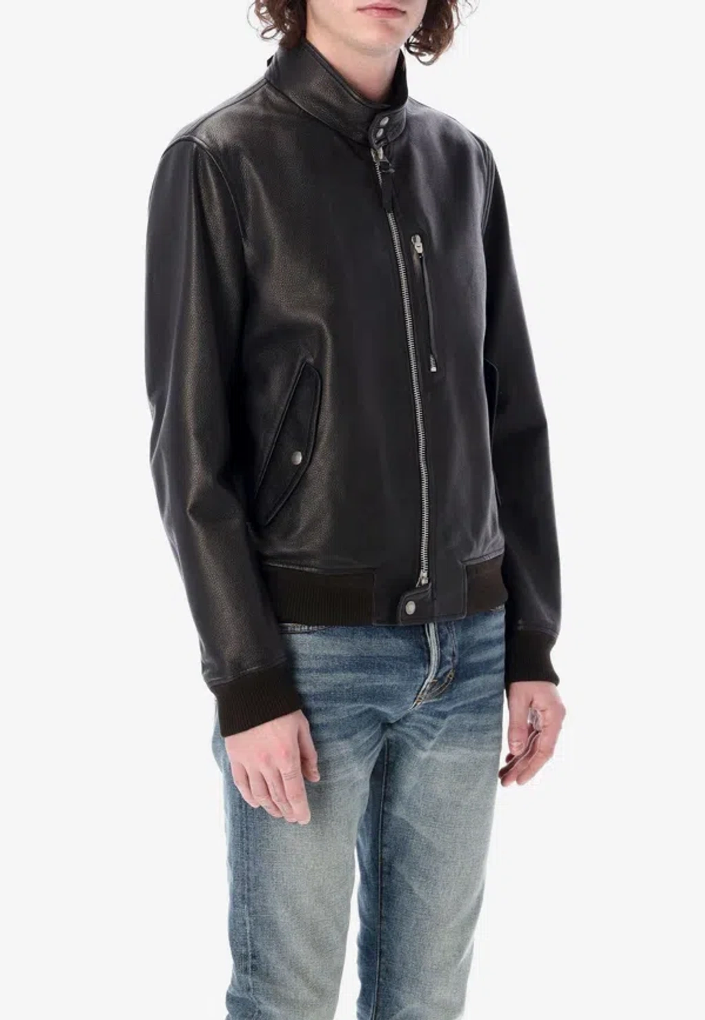 Tom Ford Zip-front Leather Jacket In Black | ModeSens