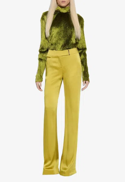 Tom Ford Wide-leg Satin Pants In Mustard