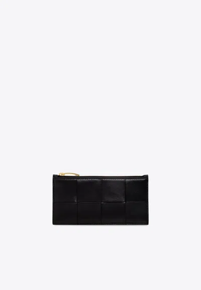 Bottega Veneta Women Lambskin Leather Card Holder In Black