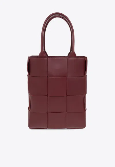 Bottega Veneta Mini Cassette Intreccio Tote Bag In Bordeaux