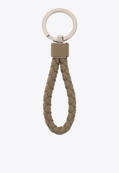 Bottega Veneta Intrecciato Leather Key-ring In Taupe