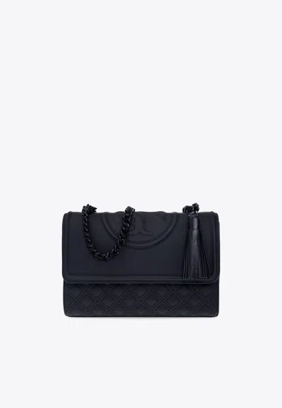 Tory Burch Black Fabric Fleming Matte Shoulder Bag  Nd  Donna Tu In Black