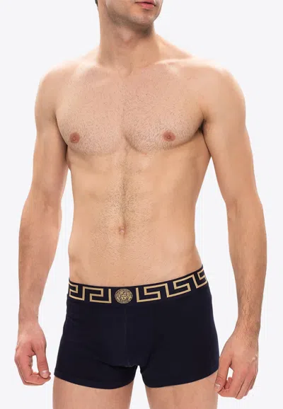 Versace Black Briefs With Elastic Waist With Medusa Print In Cotton Stretch Man In Navy