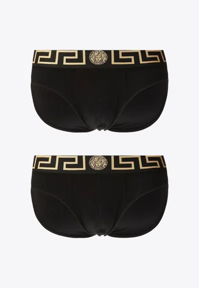 Versace Iconic 2-pack Briefs In Black