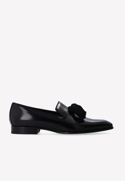 Jimmy Choo Foxley Leather Tassel Loafers In Black