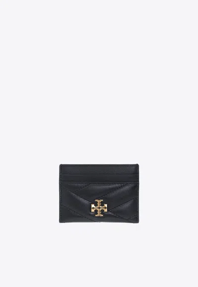 Tory Burch Kira Diamond Leather Card Case In Black