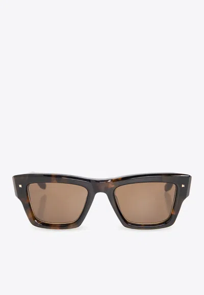Valentino 'rockstud' Sunglasses In Brown