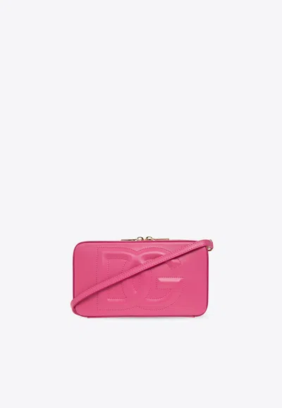 Dolce & Gabbana Small 3d-effect Logo Camera Bag In Pink