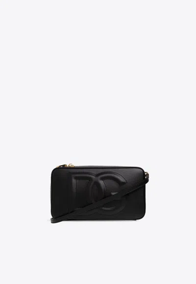 Dolce & Gabbana Embossed-logo Cross-body Bag In Black
