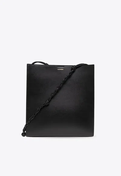 Jil Sander Medium Faux Leather Shoulder Bag In Black