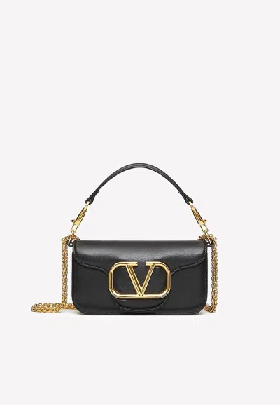 Valentino Vlogo Loco Small Leather Shoulder Bag In Black