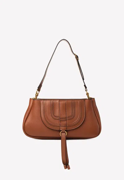 Chloé Brown Leather Marcie Clutch In Tan