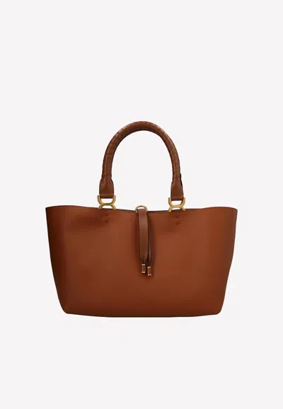 Chloé Marcie Tote Bag In Calfskin In Tan