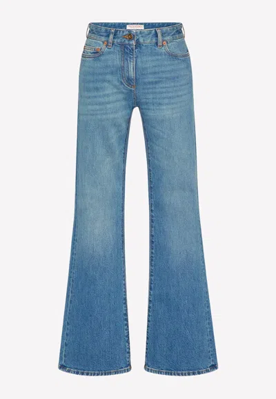 Valentino Vlogo Chain Flared Jeans In Blue
