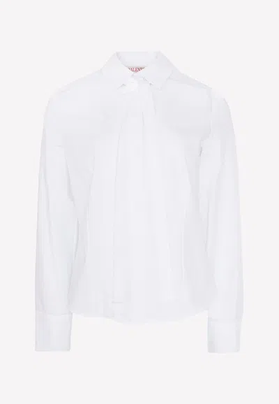Valentino Scarf Detail Cotton Shirt In White
