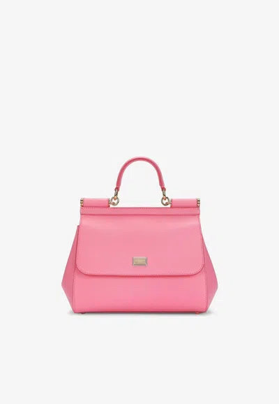 Dolce & Gabbana Medium Sicily Dauphine Leather Bag In Pink
