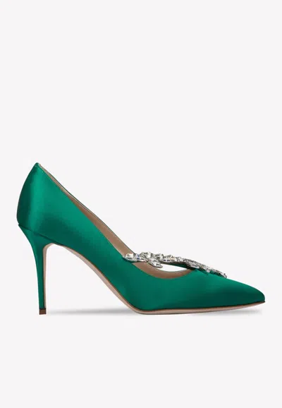 Manolo Blahnik Nadira 70 Satin Pump In Green