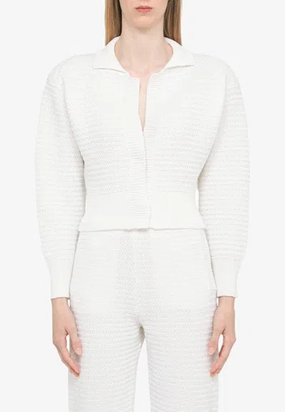 Art Essay White Knitted Cardigan White Knitted Cardigan In White