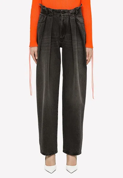 Off-white Black Washed Balloon Jeans In Black