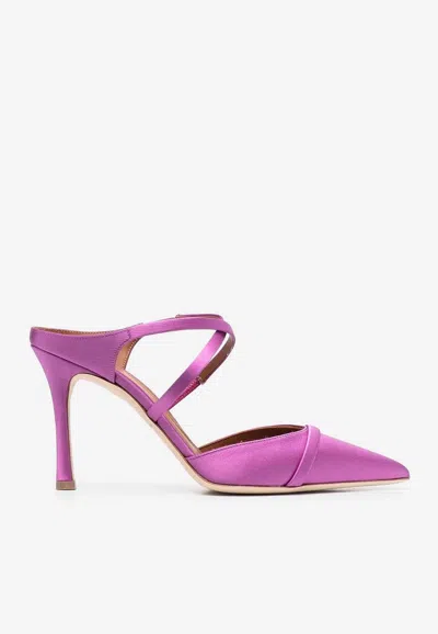 Malone Souliers Yoana 90 Pointed Satin Mules In Violet