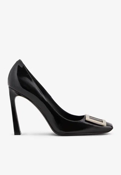 Roger Vivier Patent Leather Belle Vivier Pumps With Maxi Buckle 8cm In Black