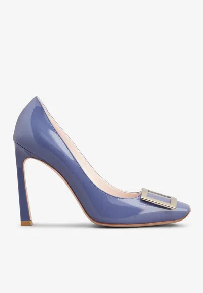 Roger Vivier Trompette 100 Pumps In Patent Leather In Blue