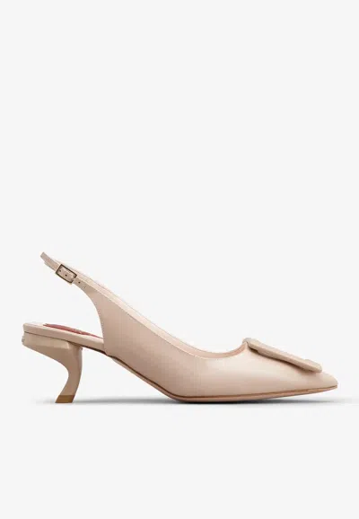 Roger Vivier Virgule Beige Slingback In Nude