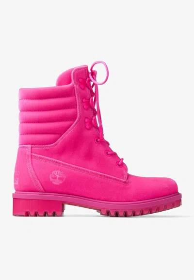 Jimmy Choo X Timberland 8 Inch Puffer Boot In Pink
