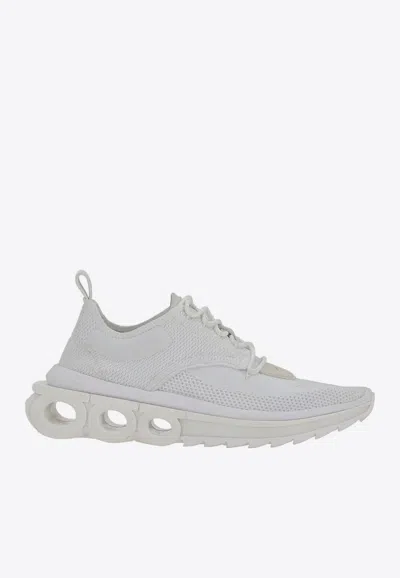 Ferragamo Nima Leather-trimmed Mesh Sneakers In White