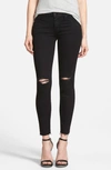 MOTHER 'The Looker' Frayed Ankle Skinny Jeans (Guilty As Sin)