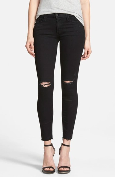 Shop Mother 'the Looker' Frayed Ankle Skinny Jeans (guilty As Sin)