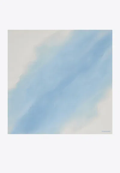 Ferragamo Ombre Silk Foulard In Blue