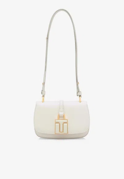 Tom Ford Mini T Padlock Leather Shoulder Bag In White