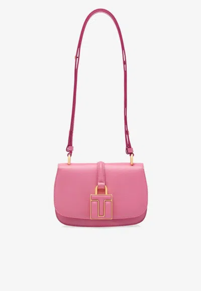 Tom Ford Mini T Padlock Leather Shoulder Bag In Pink