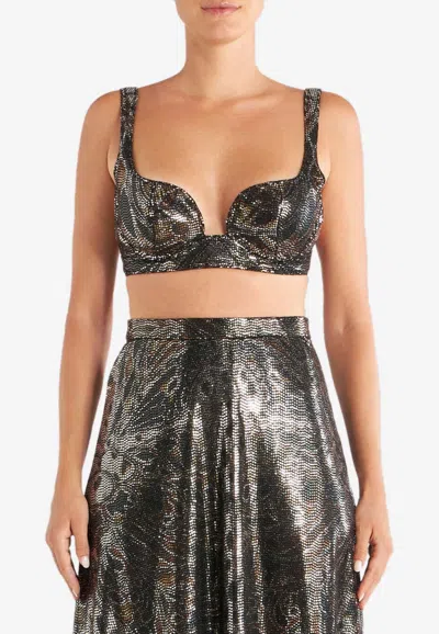 Etro Sequined Sleeveless Cropped Top In Metallic
