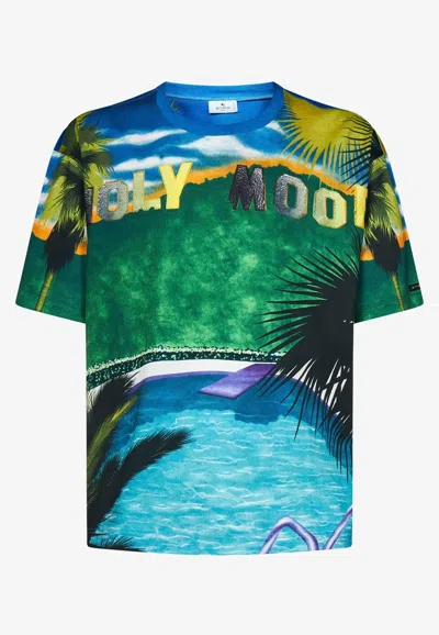 Etro All Over Print Graphic T-shirt California In Multi
