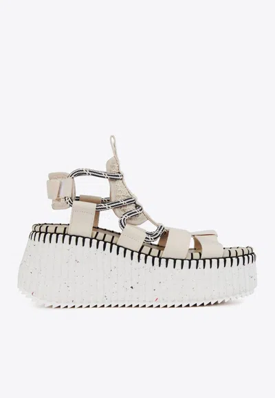 Chloé Nama Platform Fisherman Sandals In Gray