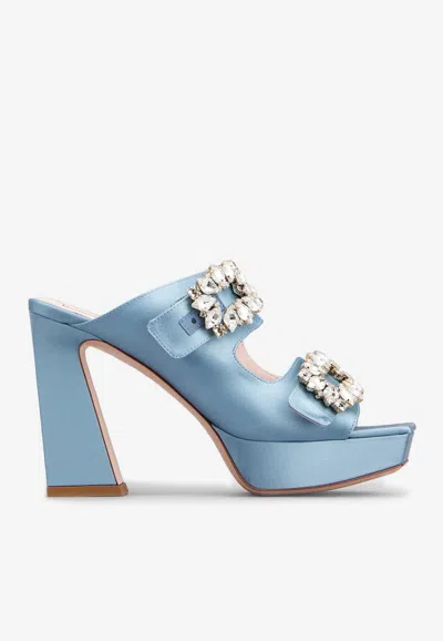 Roger Vivier Woman Sandals Light Blue Size 8 Textile Fibers In Blue