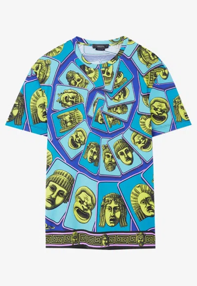 Versace Crew Neck Graphic Print T-shirt In Multicolor