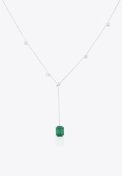Vivid Jewelers Special Order- En-v Necklace In White-gold With Zambian Emerald In White Gold