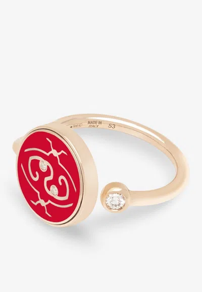 Intisars Me Oh Me Orange Courageous 18k Rose Gold Diamond Ring In Orange