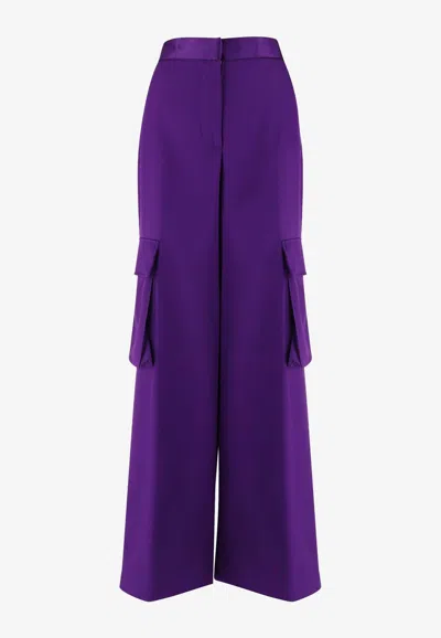 Versace Duchesse Viscose Informal Wide-leg Cargo Pant In Purple