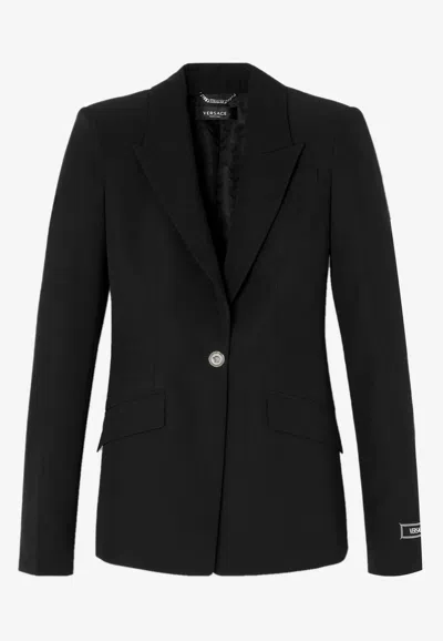 Versace Medusa Single-breasted Blazer In Virgin Wool In Black