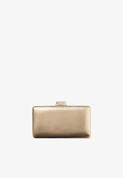 Jimmy Choo Small Clemmie Clutch In Metallic Nappa Leather In Gold