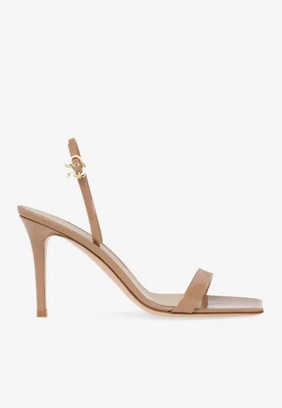 Gianvito Rossi Ribbon Buckle Stiletto Heels With Squared Toe Design In Nude