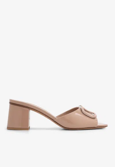 Valentino Garavani Womens Blush Vlogo 60 Patent Leather Heeled Mules In Nude