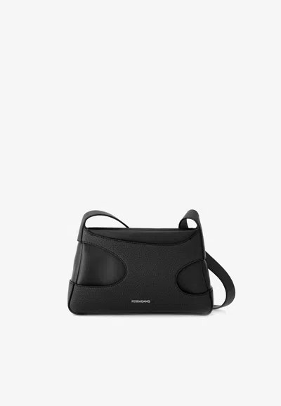 Ferragamo Cut-out Detailing Leather Mini Bag In Black