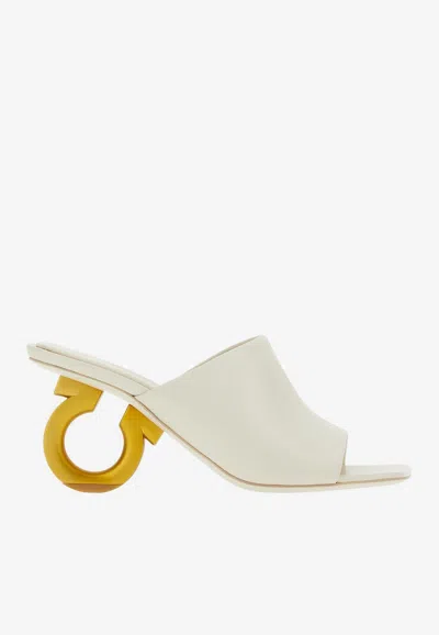Ferragamo Detailed Gancio 761944 Slide In White